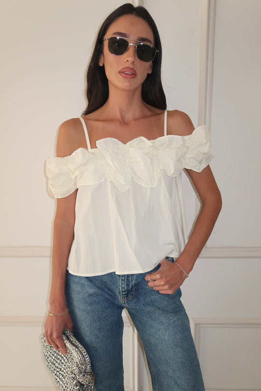 חולצת ראפל -לבן EXCLUSIVE