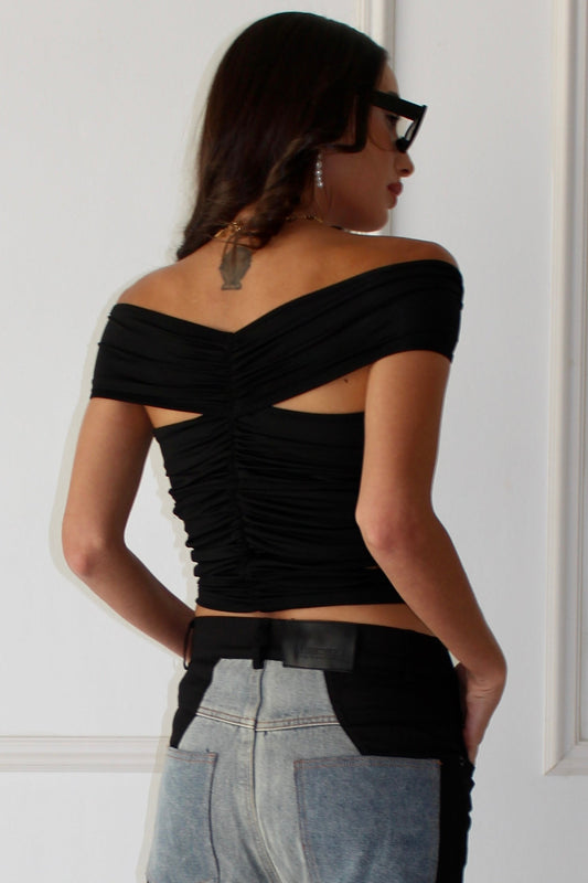 חולצת טופ פלורינה - שחור