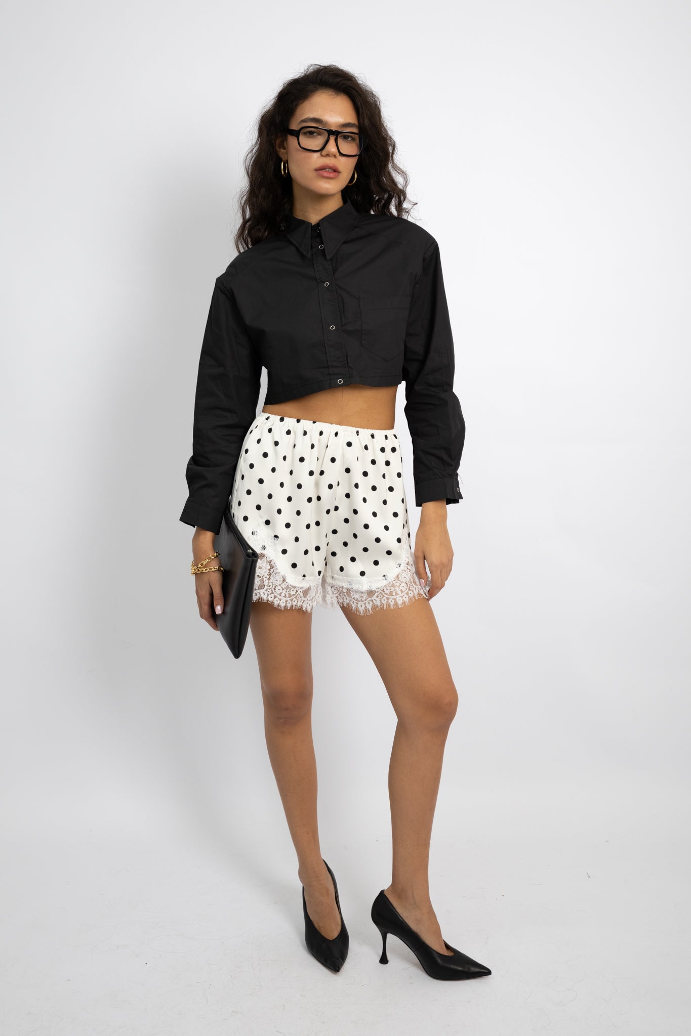 חולצה מכופתרת קרופ דני - לבן