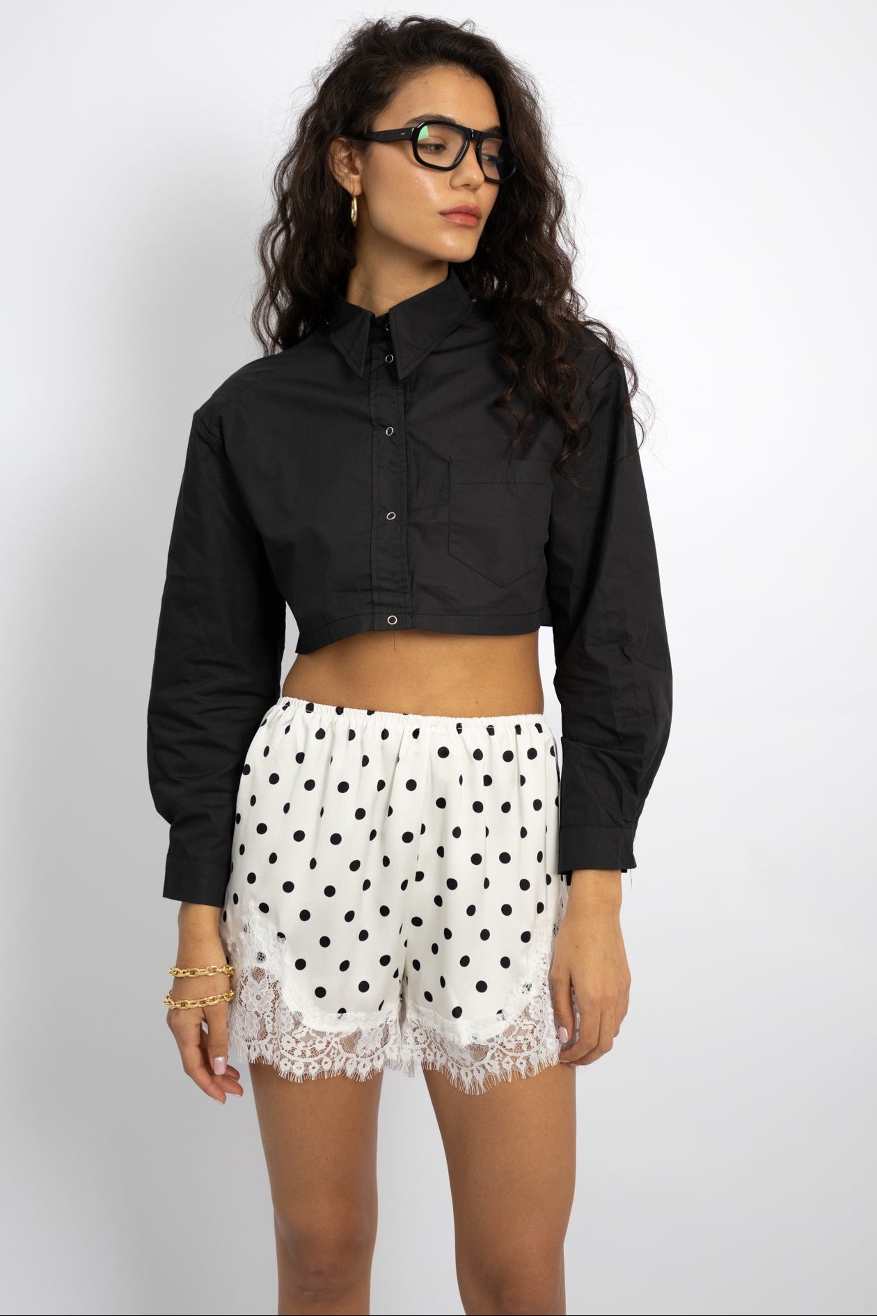 מכנסי שורטס פולקה - שחור