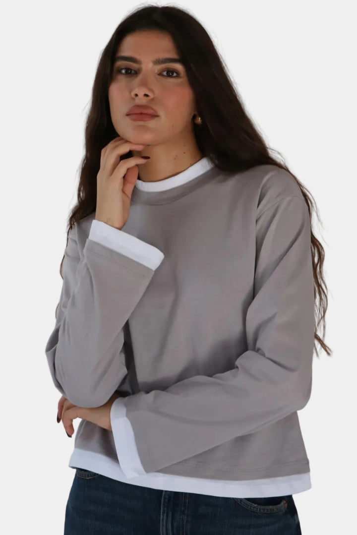 חולצת בייסיק מיקדו - אפור