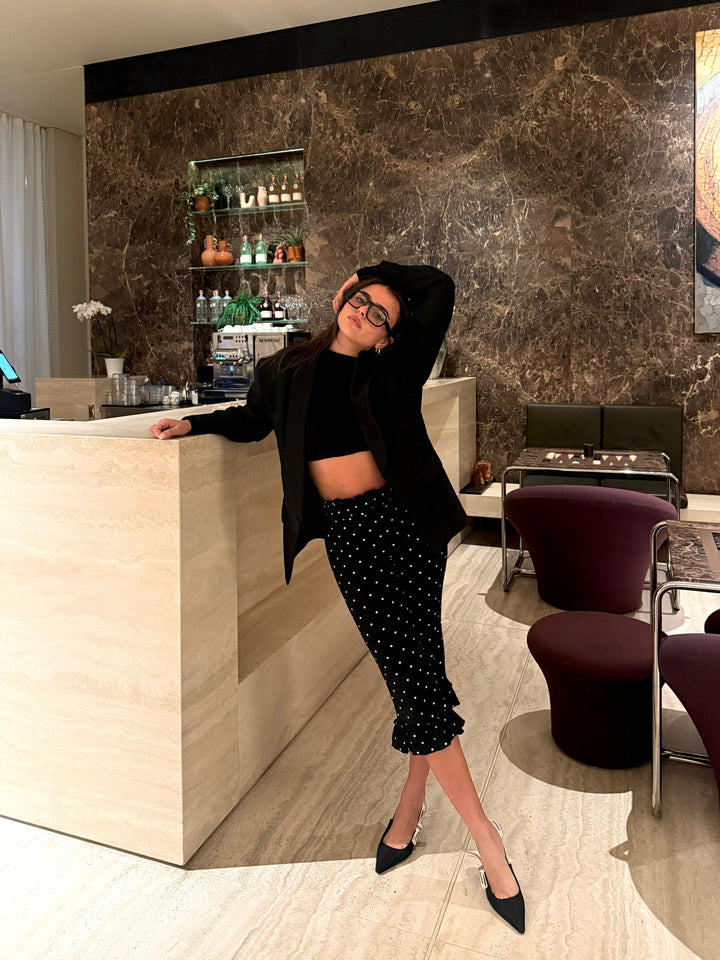 מכנסי טייץ אודרי - נקודות שחור