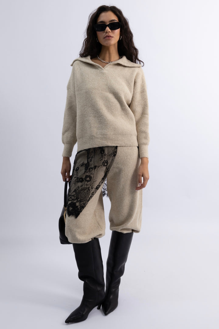 חצאית לונה תחרה - שחור