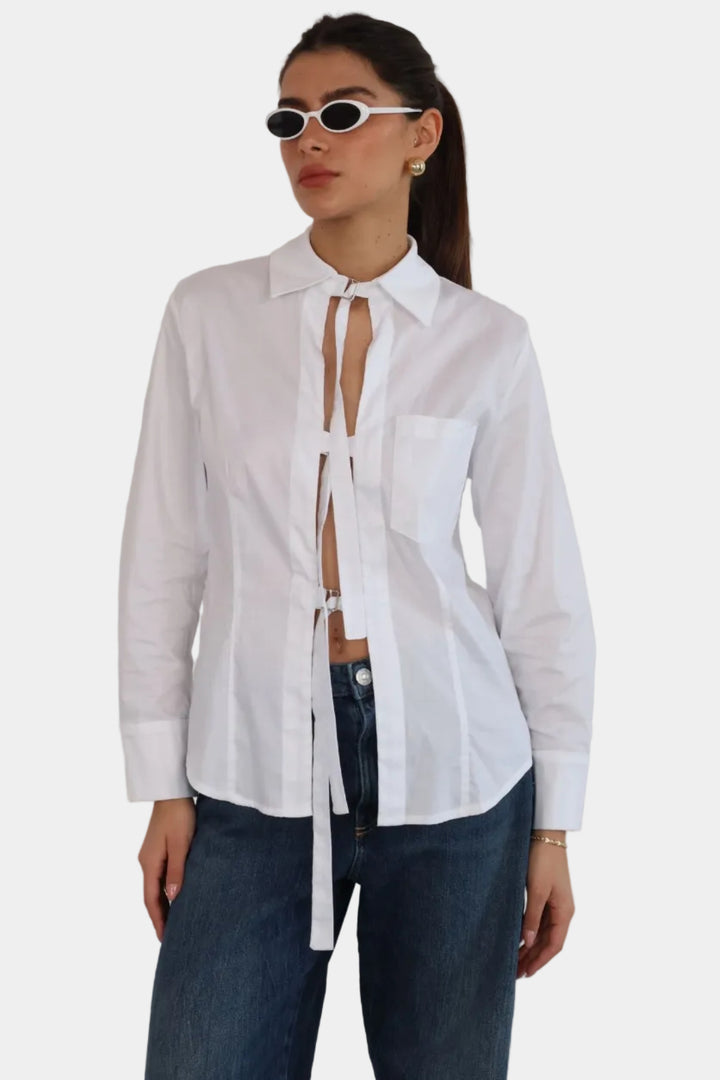 חולצת באקל - לבן