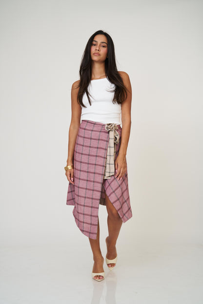 חצאית אנה משבצות - כחול