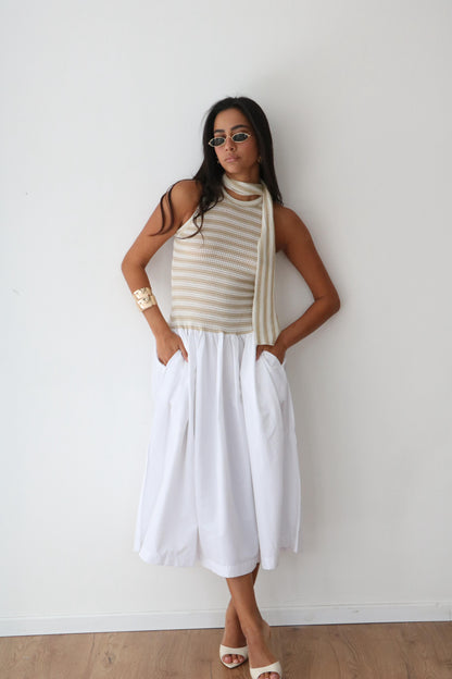 שמלת קריסטלי -פסים בז