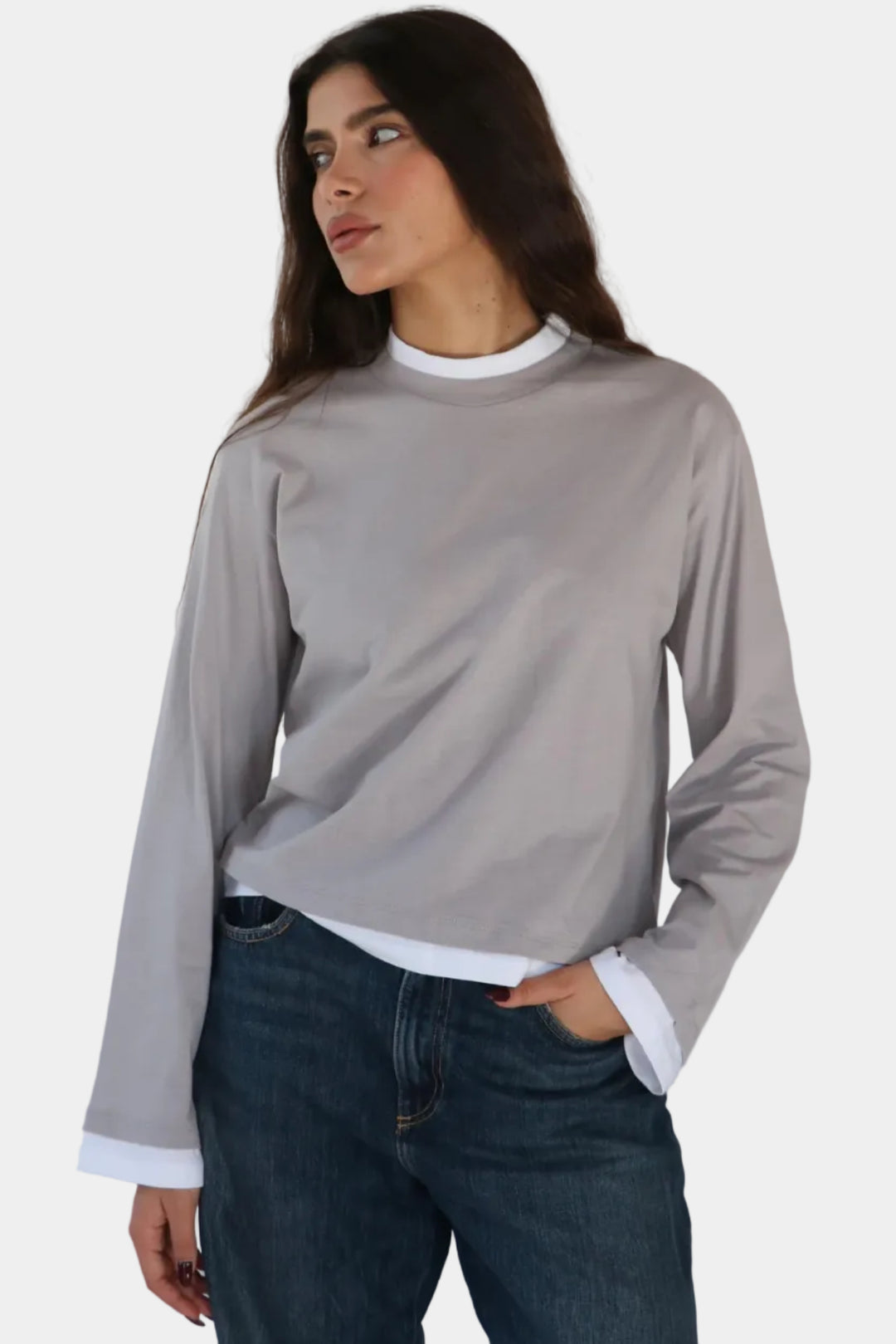 חולצת בייסיק מיקדו - אפור