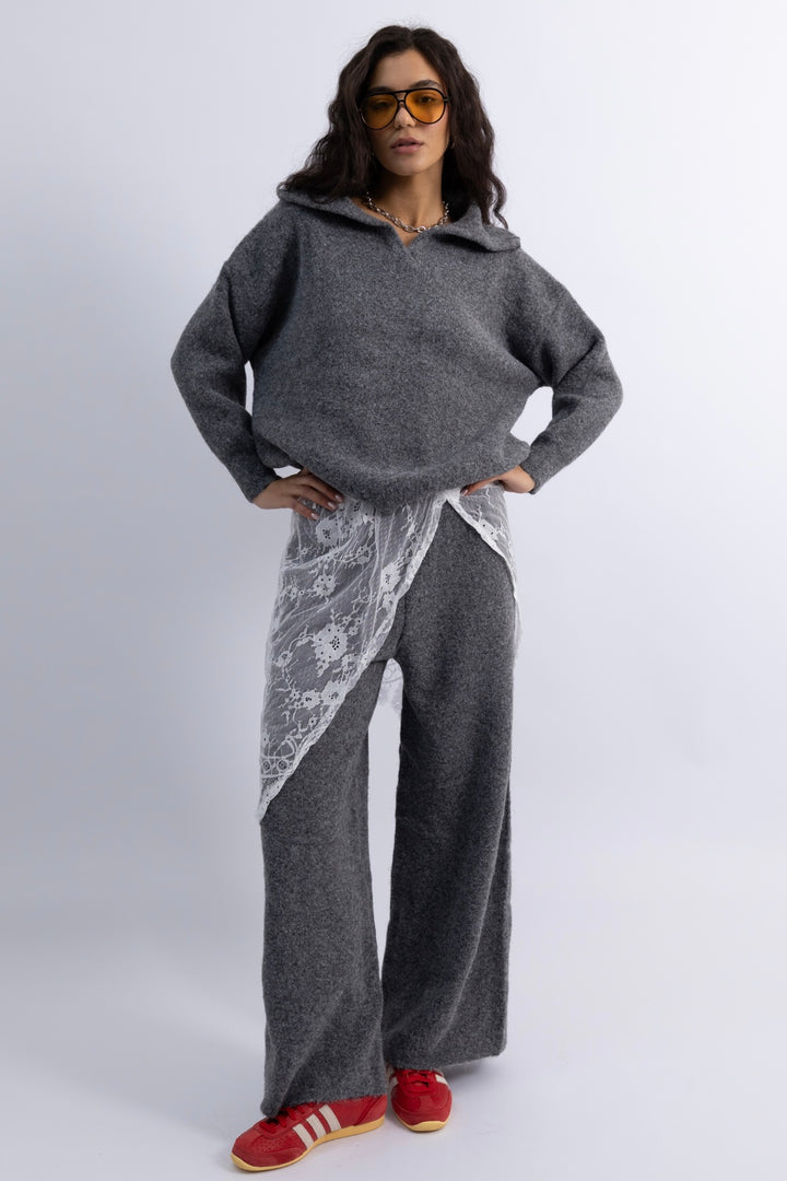 חצאית לונה תחרה - לבן