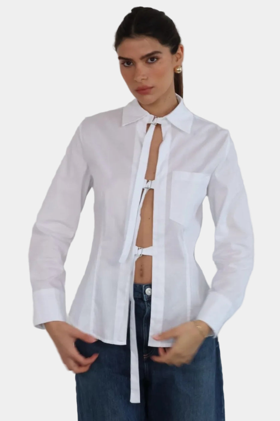 חולצת באקל - לבן