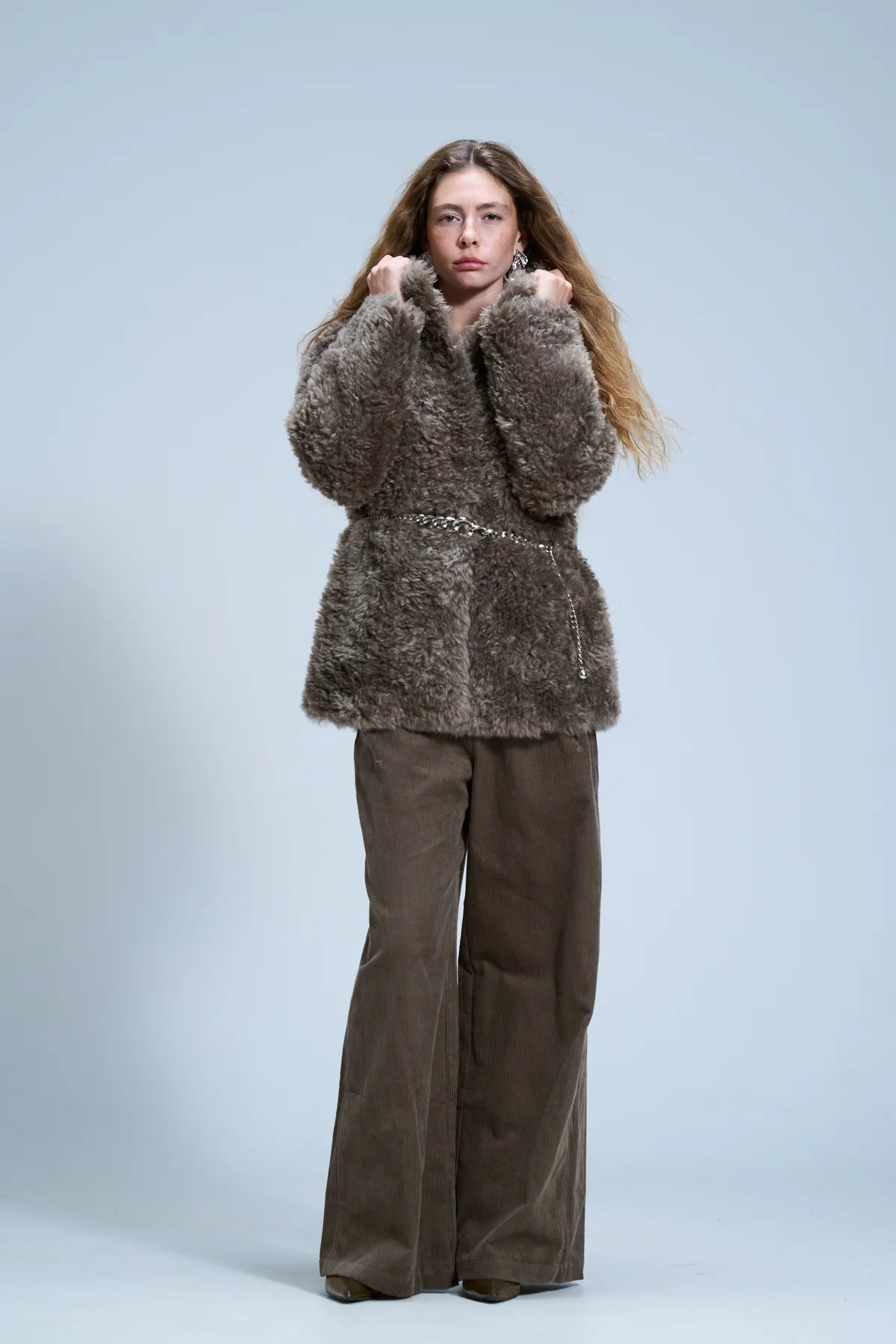 מעיל פרווה לביא חום