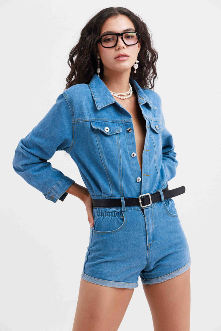 אוברול גינס קצר