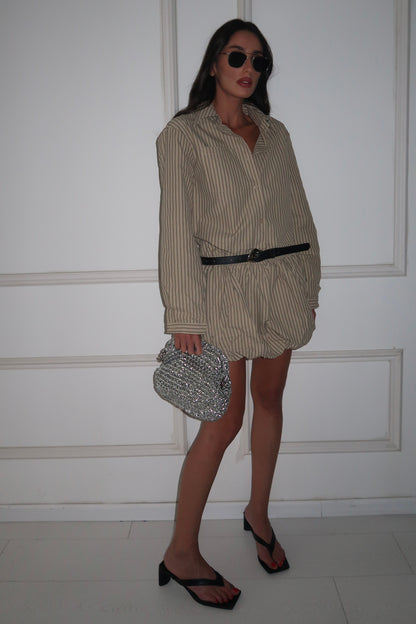 חולצת טוניקת מכותרת מורי כחול