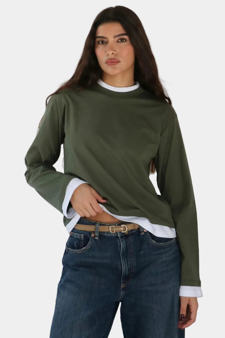 חולצת בייסיק מיקדו - ירוק זית