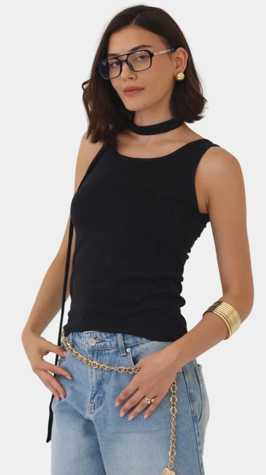 גופיית לונה - שחור