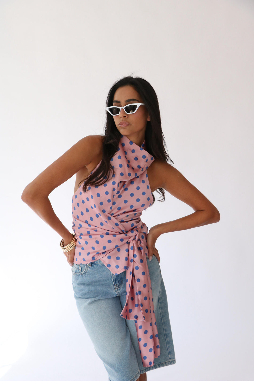 חולצת אדל מנוקד - ורוד