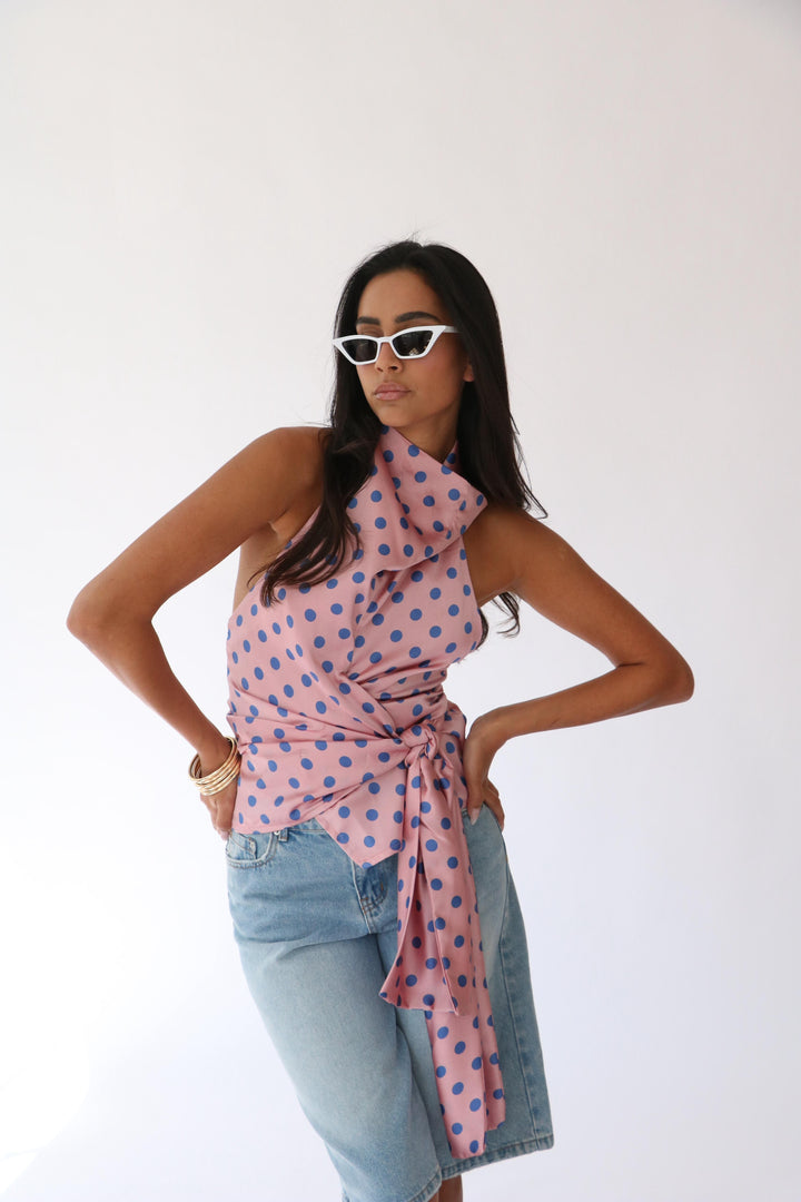 חולצת אדל מנוקד - ורוד