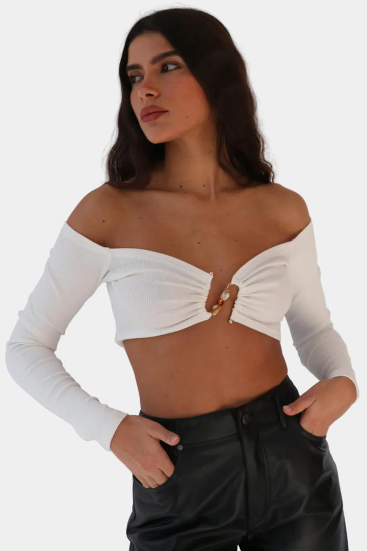 חולצת אבזם - לבן