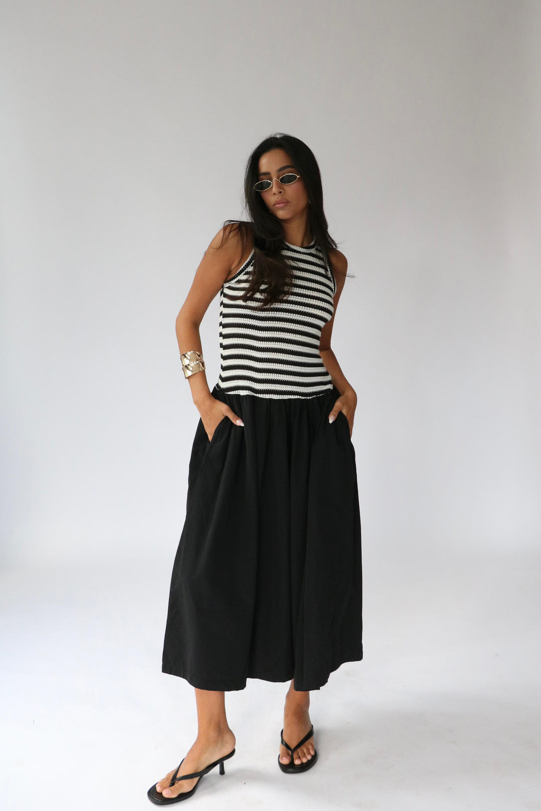 שמלת קריסטלי -פסים בז