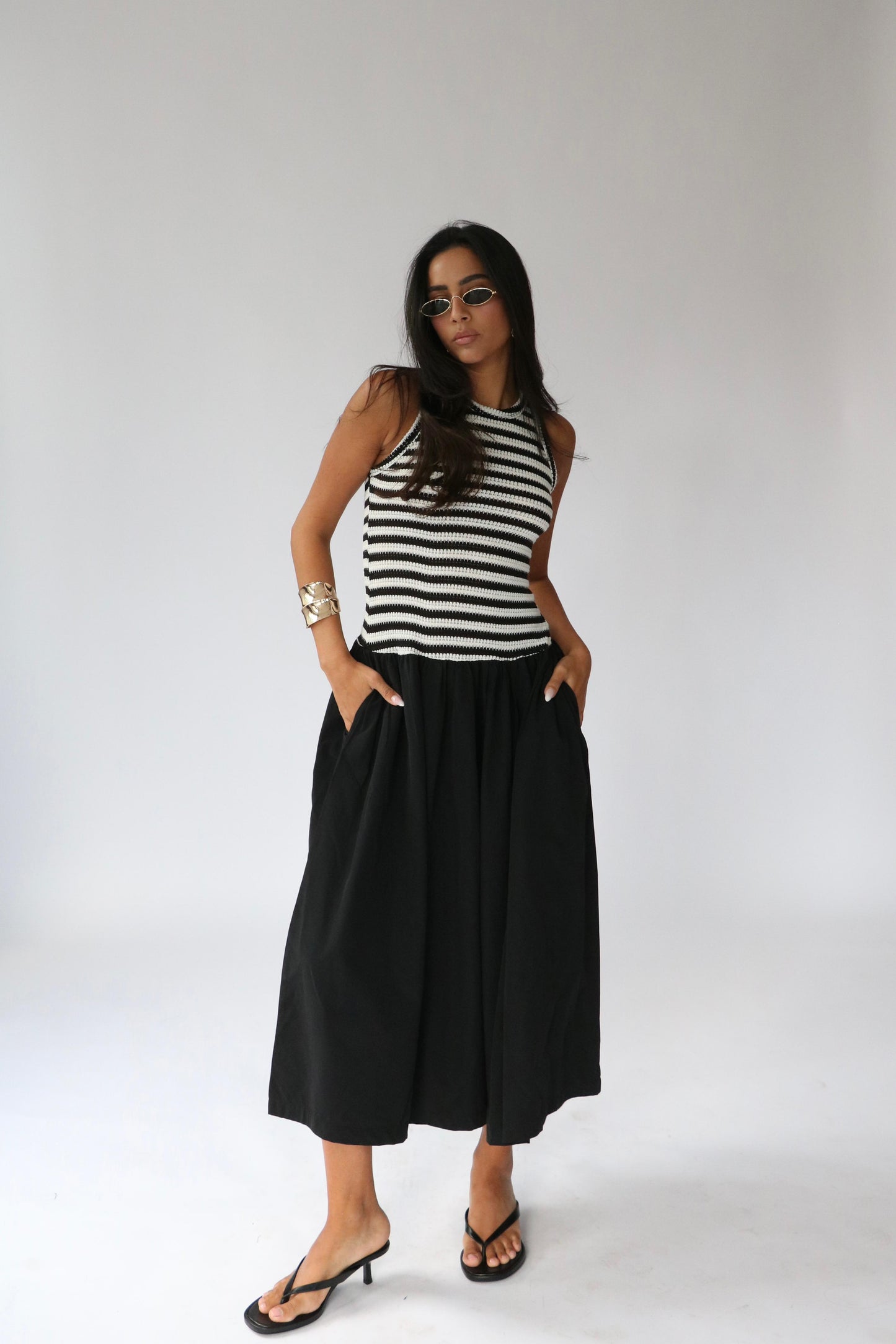 שמלת קריסטלי -פסים בז