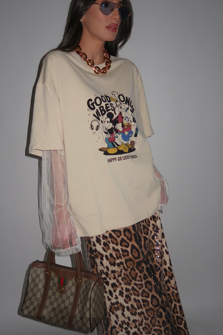 חצאית פאייטים מנדי - מנומר