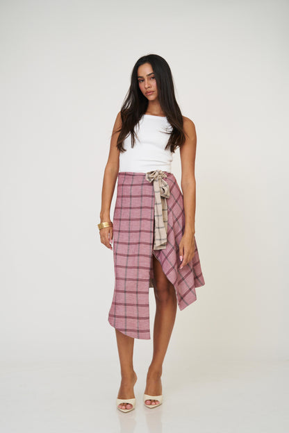 חצאית אנה משבצות - כחול