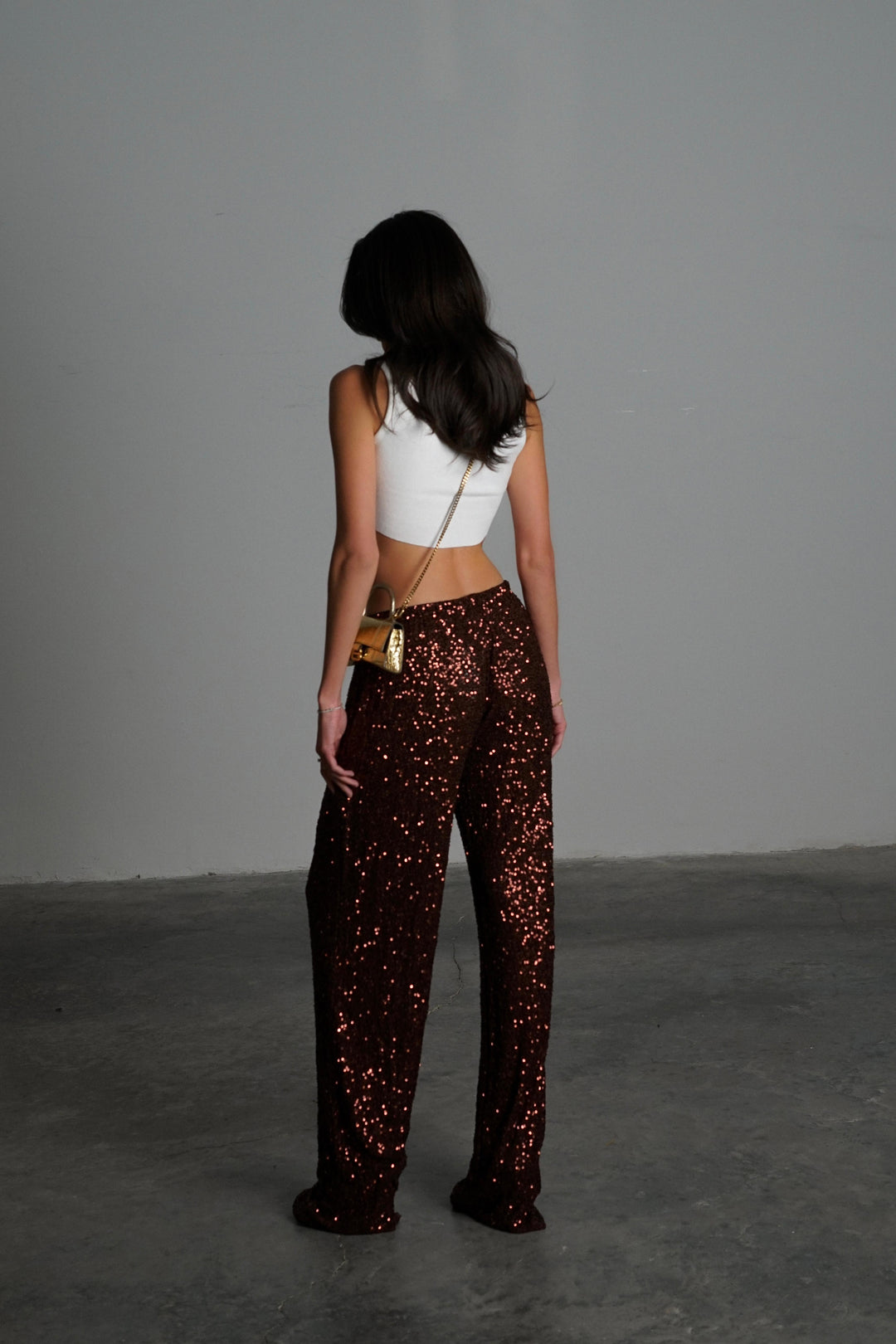 מכנסי פאייטים איירי - שחור