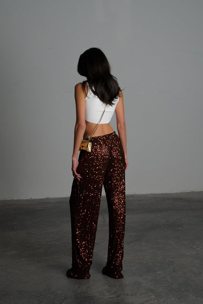 מכנסי פאייטים איירי - ברונזה