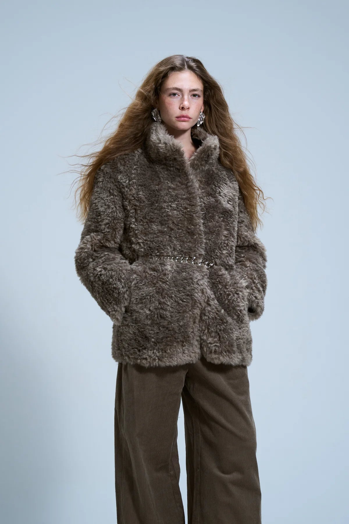 מעיל פרווה לביא חום