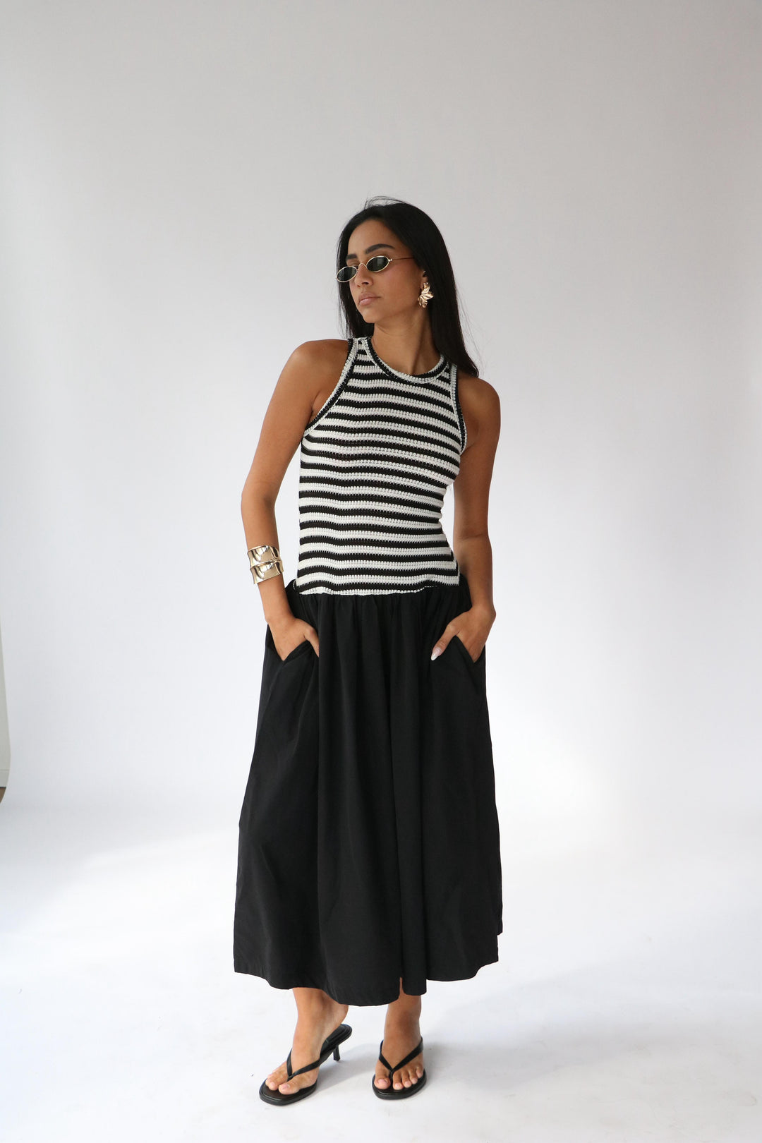 שמלת קריסטלי -פסים בז