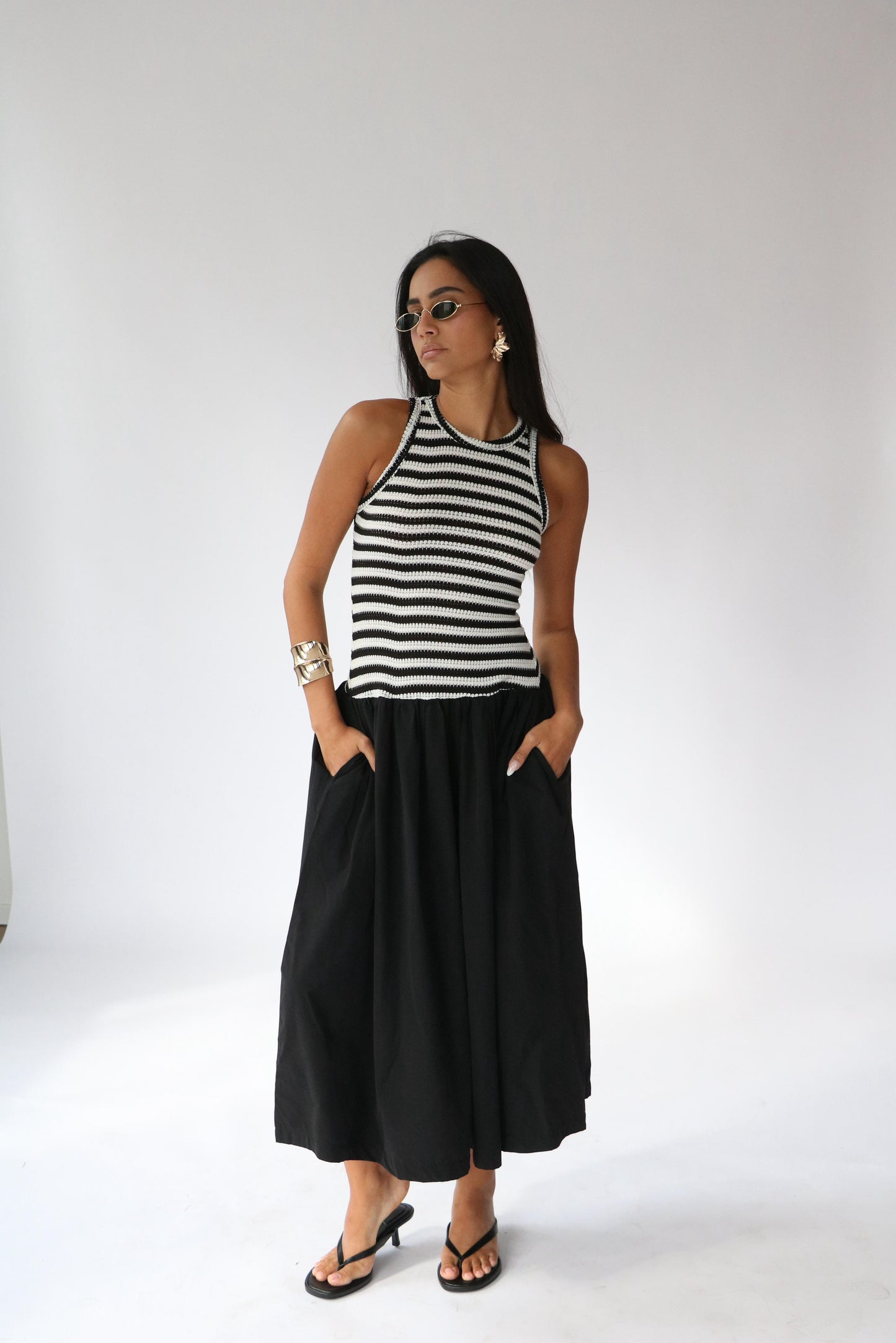 שמלת קריסטלי -פסים בז