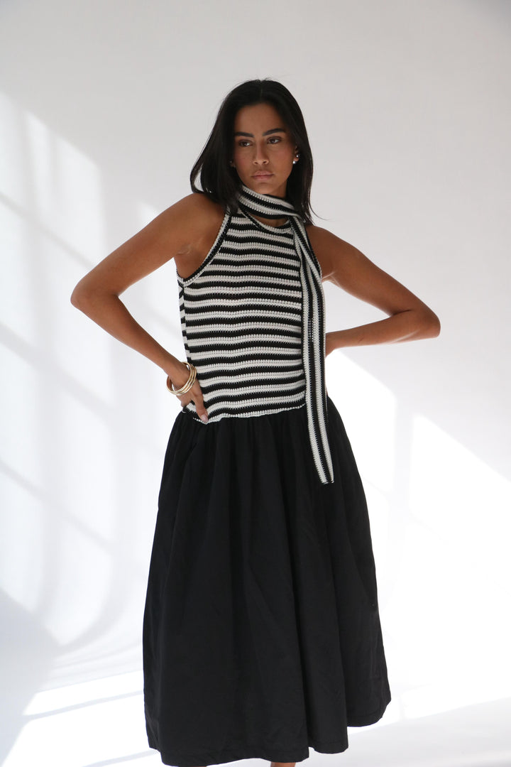 שמלת קריסטלי -פסים בז