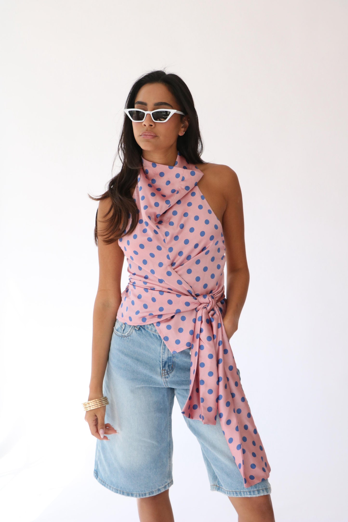 חולצת אדל מנוקד - ורוד