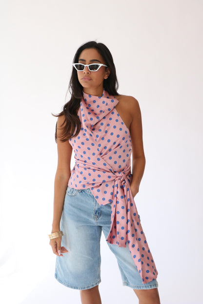 חולצת אדל מנוקד - ורוד