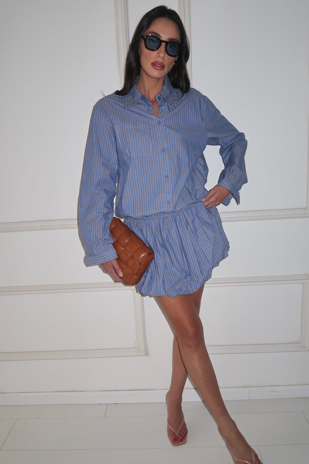 חולצת טוניקת מכופתרת מורי כחול