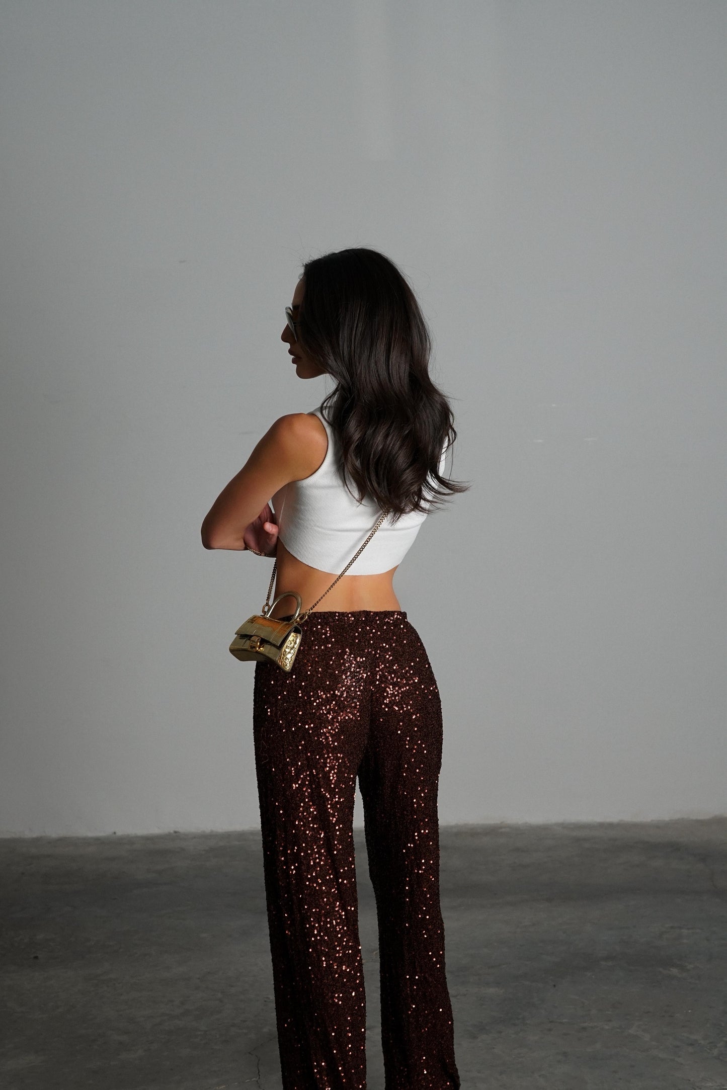 מכנסי פאייטים איירי - ברונזה