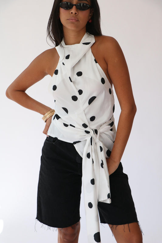 חולצת אדל מנוקד - לבן