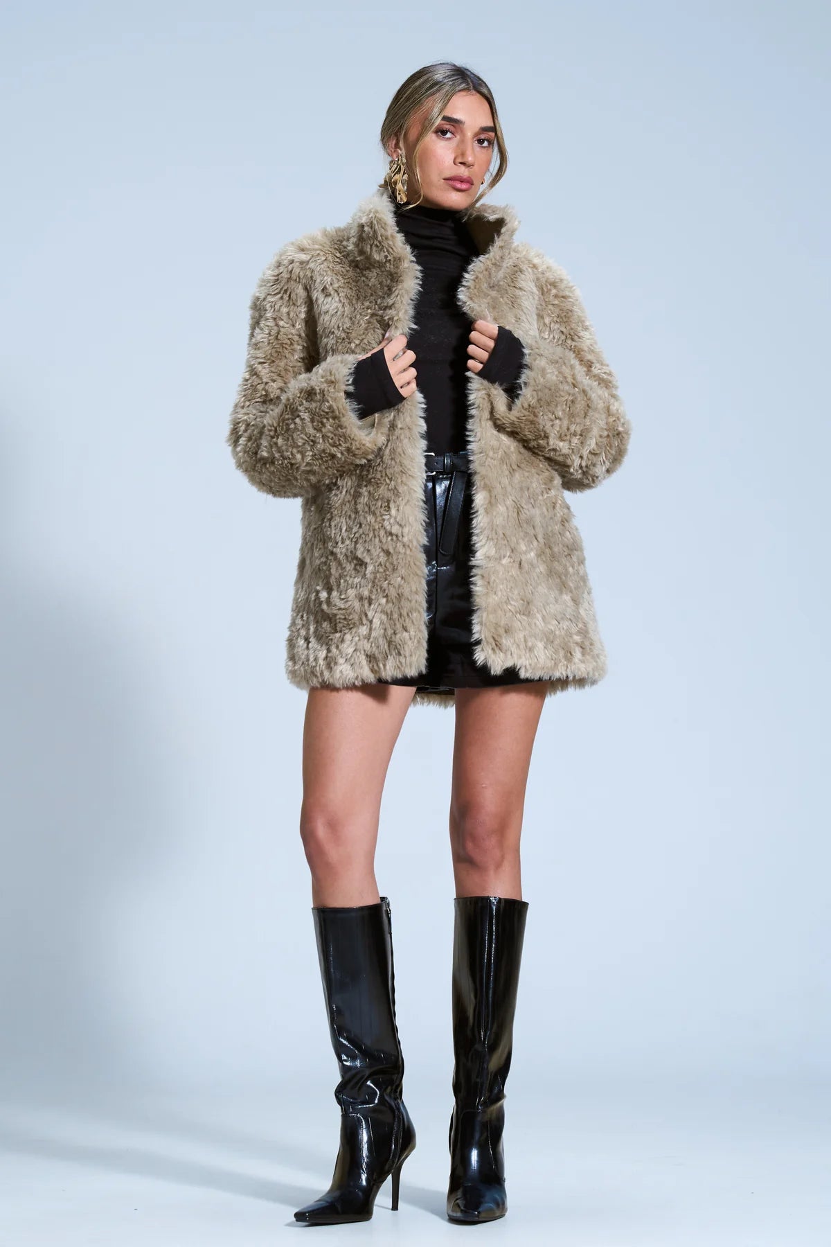 מעיל פרווה לביא חום