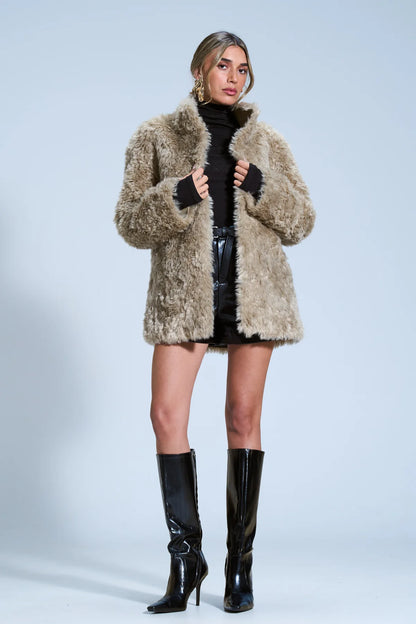 מעיל פרווה לביא חום