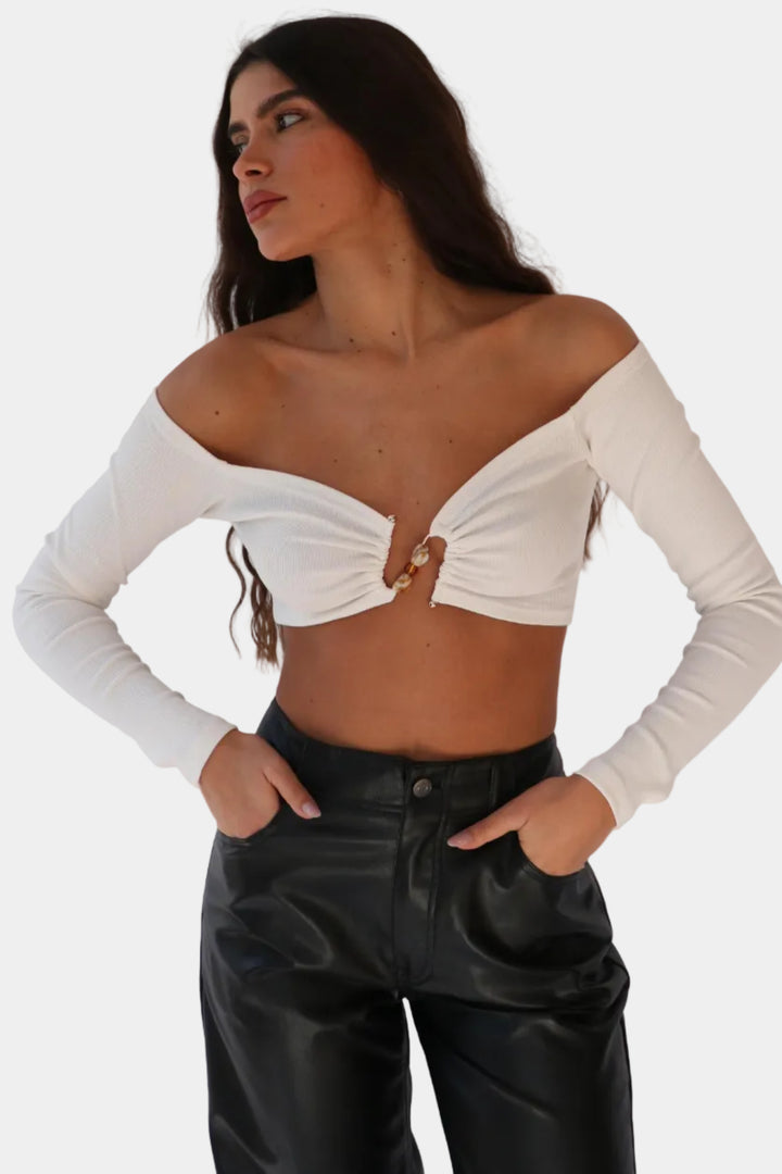 חולצת אבזם - לבן