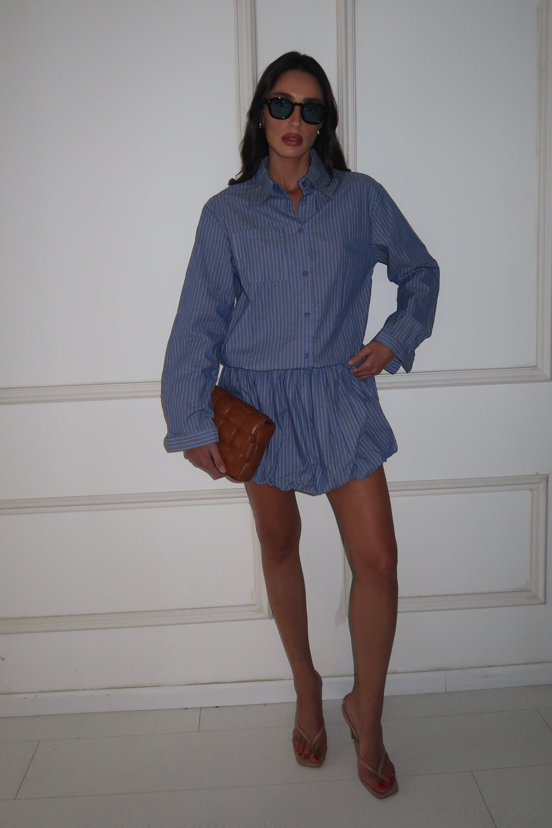 חולצת טוניקת מכופתרת מורי כחול