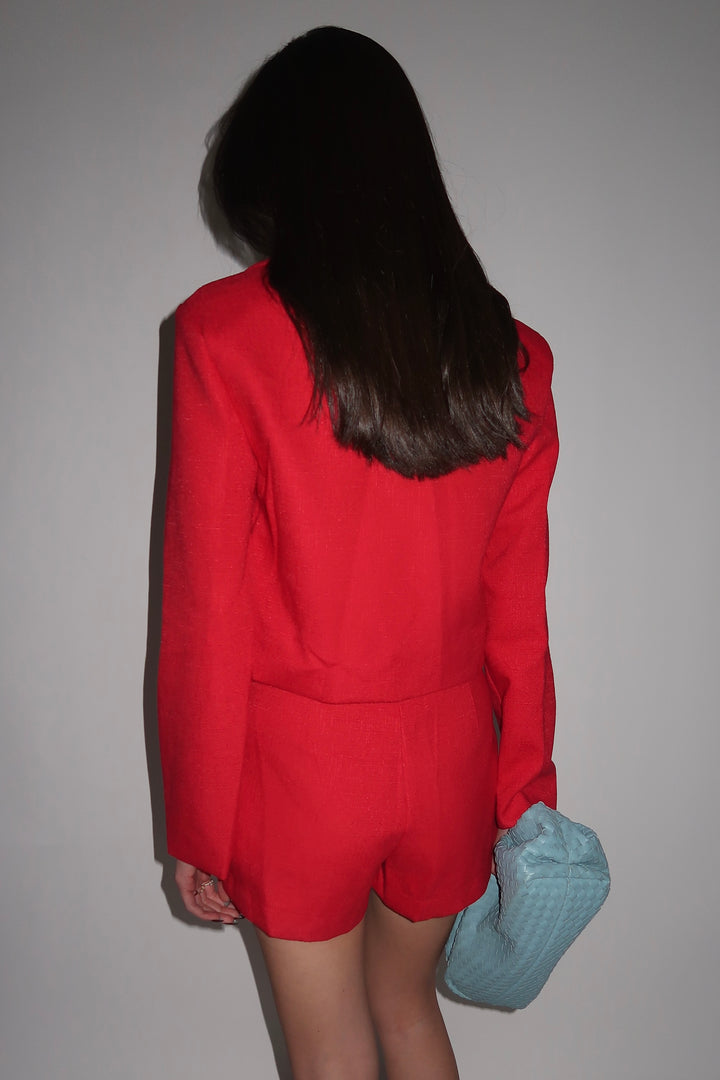 חליפת חצאית מלאניה אדומה