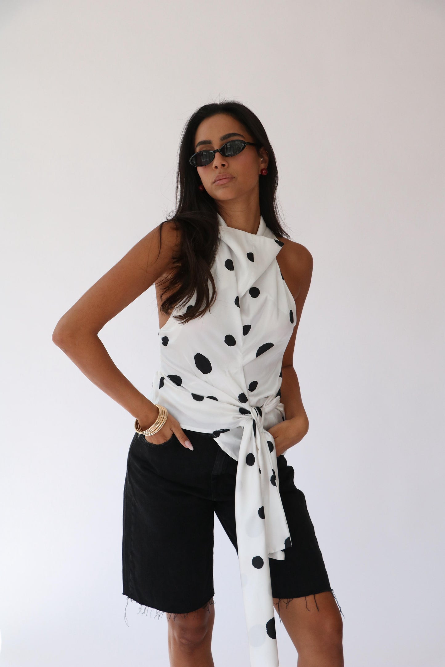 חולצת אדל מנוקד - ורוד