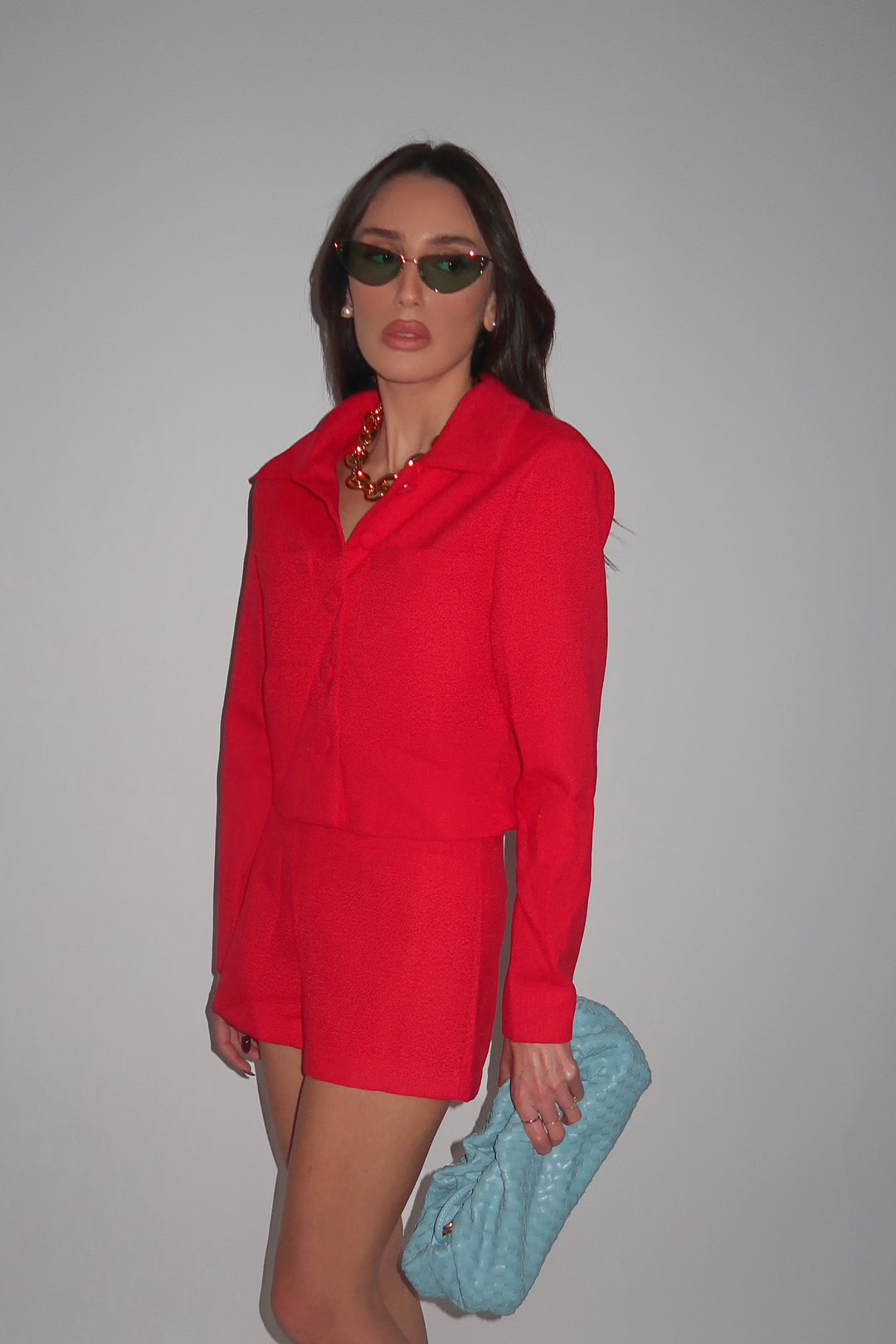 חליפת חצאית מלאניה אדומה