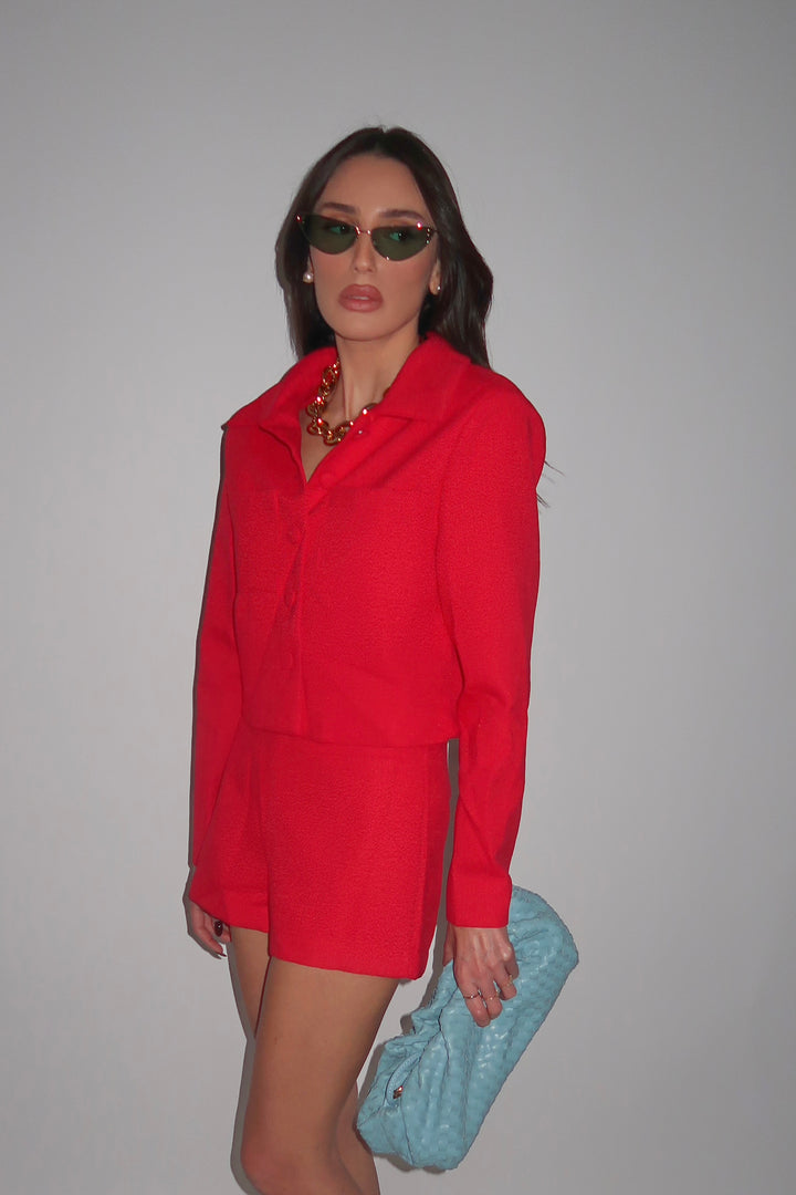 חליפת חצאית מלאניה אדומה