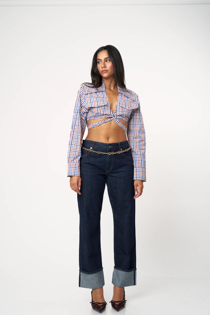 חולצת גואי - כחול־אדום־לבן