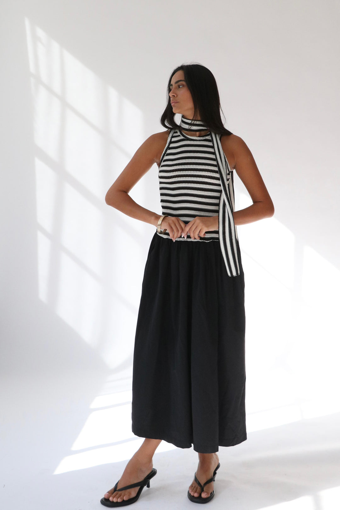 שמלת קריסטלי -פסים בז