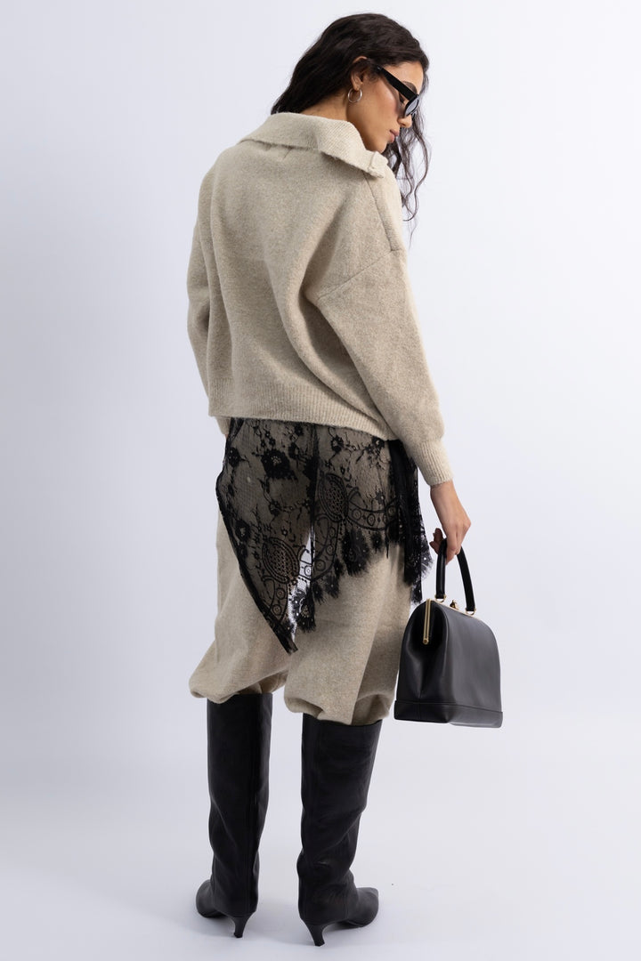 חצאית לונה תחרה - שחור