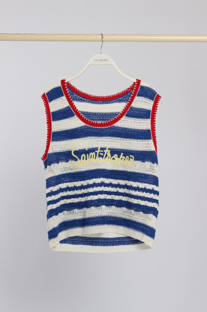 גופיה רקומה כחול לבן