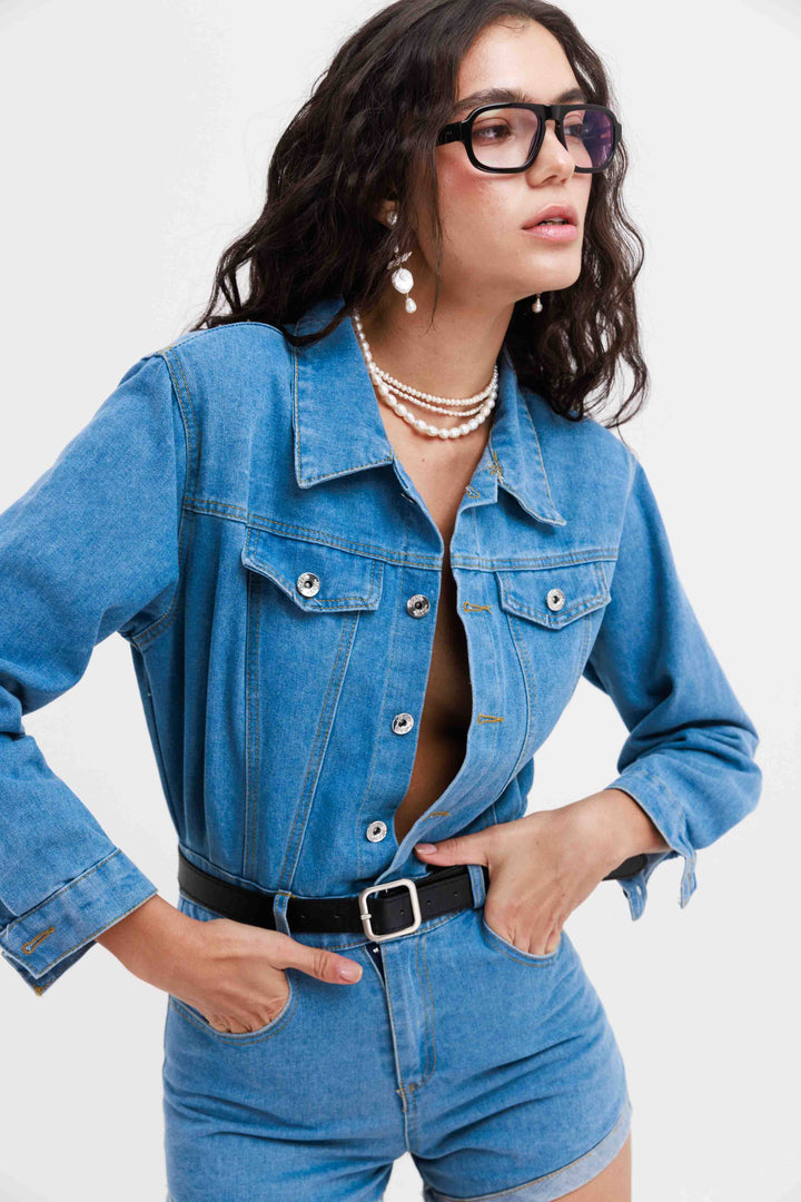 אוברול גינס קצר