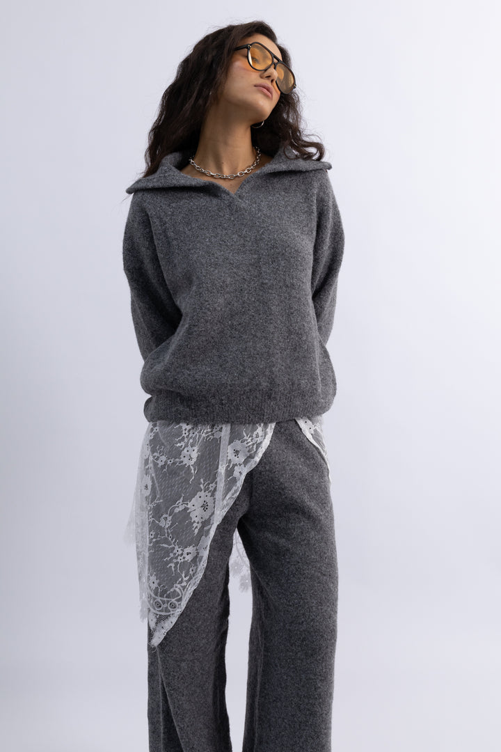 חצאית לונה תחרה - לבן